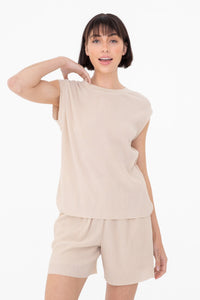 Mono B Micro Pleated Oversized Tank Top